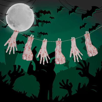 

Halloween Banner Party Decor Severed Bloody Body Scary Fake Hanging Ghost Head