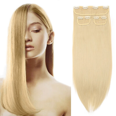 

20" Inch Clip in Hair Extensions 3pcs 8 Clips Straight Silky Synthetic Full Head Hair Pieces Length50cmWeight190g