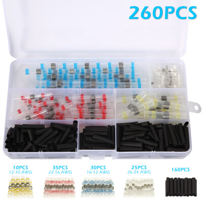 

260PCS Waterproof Solder Seal Heat Shrink Wire Butt Terminal Connectors Set Kit