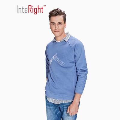 

INTERIGHT round neck&velvet printed sweater in blue L