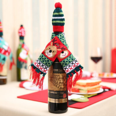 

3 Styles Knitting Cover Christmas Decoration Wine Bottle Cover Insulation Christmas Decorations For Home New Year Decoration