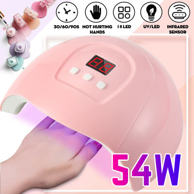 

54W 18Leds UV Gel Nail Lamp LED Dual Light Gel Nail Dryer Polish Curing 3 Timer