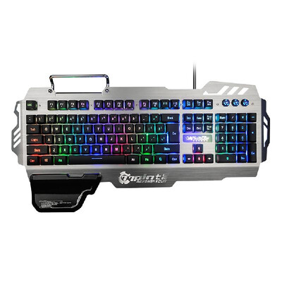 

7pin PK-900 Gaming Keyboard RGB Backlight Computer Keyboard with Mobile Phone Holder Wrist Rest Silver