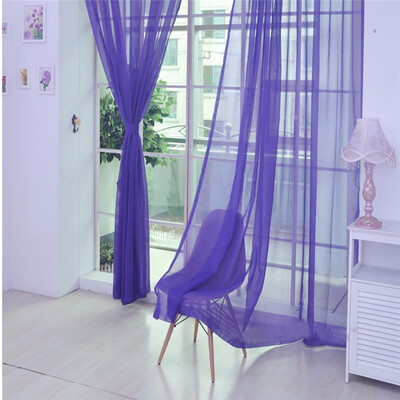 

1 PCS Pure Color Tulle Door Window Curtain Drape Panel Sheer Scarf Valances