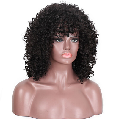 

Chemical fiber European&American wig fashion exclusive shop black lady small African roll hot money