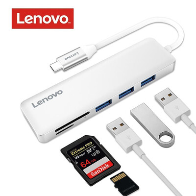 

Lenovo 5-in-1 USB Hub 30 Type-C to 3 Ports USB 30 Hub Adapter USB-C Data Hub Ultra Slim 5Gbps Converter SD TF Card Reader