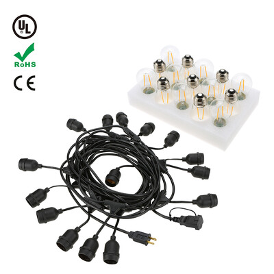 

Tomshine UL Listed String Light Kit AC120V 30W 499FT E26 Base S14 15PCS LED Filament Bulb IP65 Water Proof for Birthday Party Wed