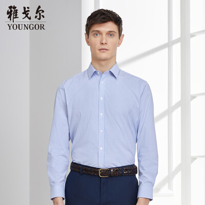 

Youngor shirt mens 2019 spring youth mens casual dress shirt YLDP10273HJA blue 40