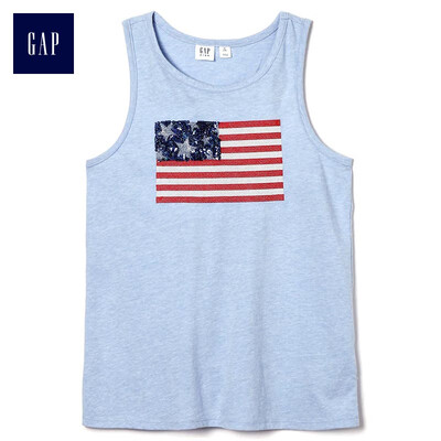 

GAP flagship store childrens clothing girls summer sequins pattern soft striped vest 306497 light blue 140cm L
