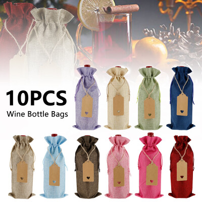 

Willstar 10 Pcs Burlap Wine Bags Wine Gift Bags with Drawstrings Covers with Ropes&Tags