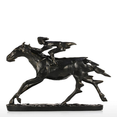 

Knight Knight On Cavalry Horse Figurine Sculpture Decor Collectible Statues Gift Bronze-colored