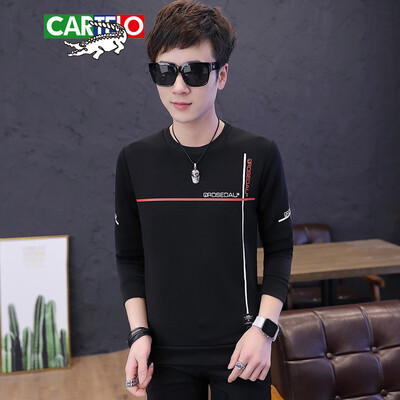 

CARTELO T-shirt 2019 spring new mens fashion trend striped round neck pullover long-sleeved T-shirt 211-1-W86 black