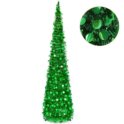 

Collapsible Christmas Artificial Christmas Tree 5FT Popup Sequin Tinsel Christmas Tree With Stand Christmas Decorations