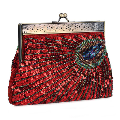 

Vintage Beaded Peacock Handbags for Ladies Elegant Women Evening Bag Purse Crossbody Bag for Party Wedding Dating