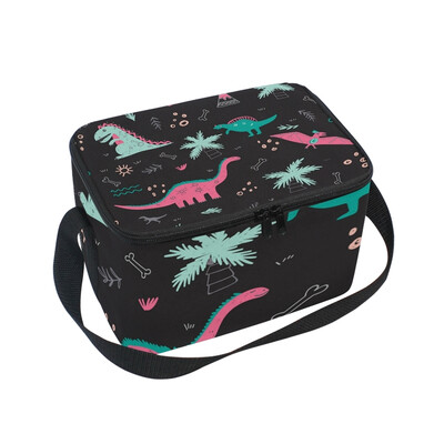 

ALAZA Insulated Lunch Box Vector Childish Dinosaurs Lunch Bag for Men Women Portable Tote Bag Cooler Bag