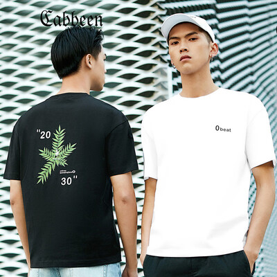 

Carbine mens cotton round neck youth short-sleeved T-shirt 2019 spring new compassionate fashion printing casual street A coal black 56190XXXL