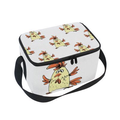 

ALAZA Lunch Box Funny Rooster Insulated Lunch Bag Large Cooler Tote Bagfor Men Women