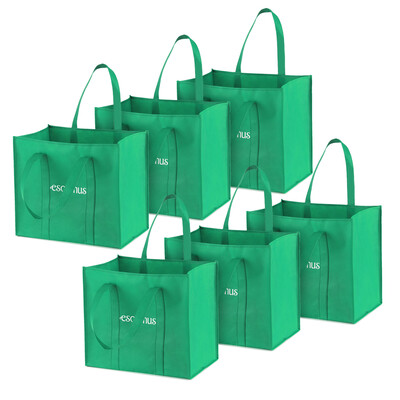 

Esonmus 6pcsset Multipurpose Reusable Non-Woven Large Grocery Tote Bags Foldable Shopping Bags Storage Handbags with Dual Reinfor
