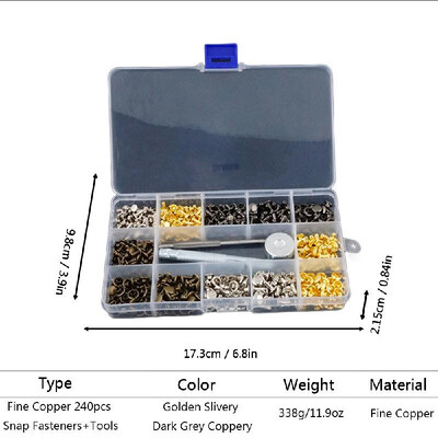 

Snap Fasteners Tools Kit Leather Rivets Set with Fixing Tools 120pcs240pcs Craft Snaps Fastener Button Press Studs