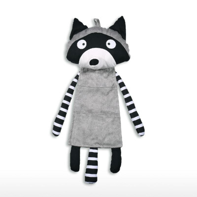 

Raccoon Hanging Storage Bag Cotton Fabric Wall Door Hanging Storage Bag 2 Pockets over the Door Organizer for Room Bathroom