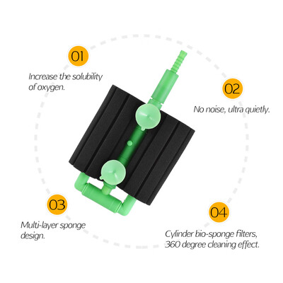 

Aquarium Double Head Biochemical Sponge Water Filter for Aquarium Fish Tank Fry Shrimp Breeding Water Pump Accessory