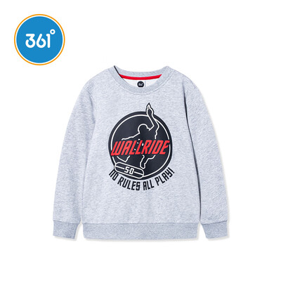 

361° 361 degrees childrens clothing boys sweater sweater 2019 spring new shirt fashion trend printing long-sleeved sweater N51913302 shallow tile gray 130