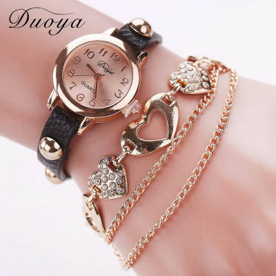 

DUOYA D020 Women Heart Analog Quartz Chain Wrist Watch