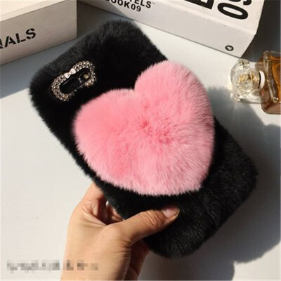 

Love Heart Case For Asus Zenfone 4 Selfie Pro ZD552KL Cute Rabbit Cover Hairy Fur Fluffy Phone Case