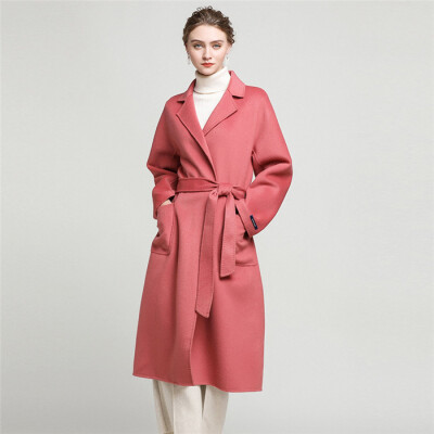 

Handmade double-faced coat Korean version of self-cultivation cashmere coat womens long woolen coat