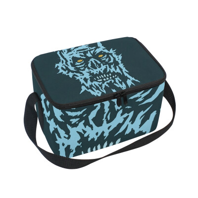 

ALAZA Lunch Box Insulated Lunch Bag Large Cooler Spooky Blue Face Demon Tote Bag