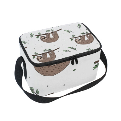 

ALAZA Insulated Lunch Box Cute Doodle Sloth Lunch Bag for Men Women Portable Tote Bag Cooler Bag