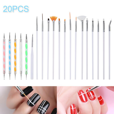 

20X Nail Pen Set Art Gel Brush Dotting Design Painting Polish Drawing Tool