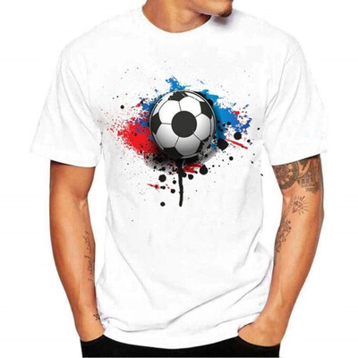 

Fashion Mens T-Shirt Football Print Short Sleeve Tee Shirts Summer Top Blouse For World Cup