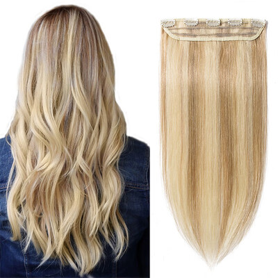 

100 Human Hair 1Pcs Clip In Hair Extensions 16"-24" 15 Colors Can Curly Dyed Washed