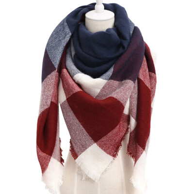 

Women Fashion Triangular Large Winter Soft Scarf Warm Cozy Blanket Stylish Oversized Plaid Shawl Cape
