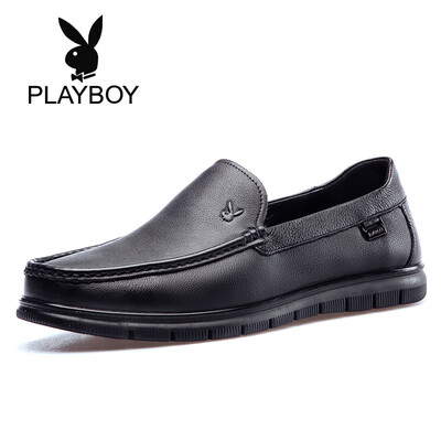 

Playboy PLAYBOY mens leather light business casual one pedal set foot driving shoes men D210516WA9 black 40