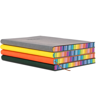 

Deli deli 25K112 rainbow edge leather soft copy book notepad diary notebook gray 3183