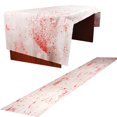 

Bleeding Tablecloth Curtain Flowing Blood Horror Spooky Halloween Zombie Crime