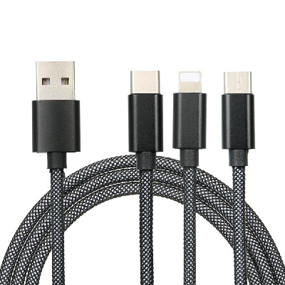 

3 in 1 Charging Cable Data Cable 24A with Micro USBType-cLightning for iPhone Xiaomi Huawei Samsung Nylon Braided Multiple USB