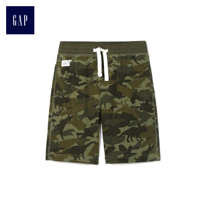 

GAP flagship store men&women basic comfortable cotton print elastic waist shorts 215129 green camouflage 6-12M