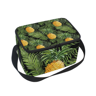 

ALAZA Lunch Box Insulated Lunch Bag Large Cooler Palm Leaves And Pineapples Tote Bag