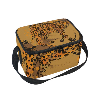 

ALAZA Lunch Box Insulated Sketch Style Leopard Lunch Bag Large Cooler Tote Bagfor Men Women