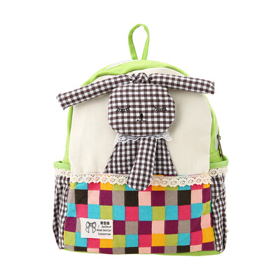 

Kids School Bags Backpack Canvas Cute Cartoon Rabbit Children Kindergarten Primary Schoolbags Glaucous