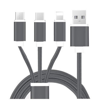 

High Quality 3 in 1 multi-function 1M Retractable Nylon Micro USB Cable Usb Cable