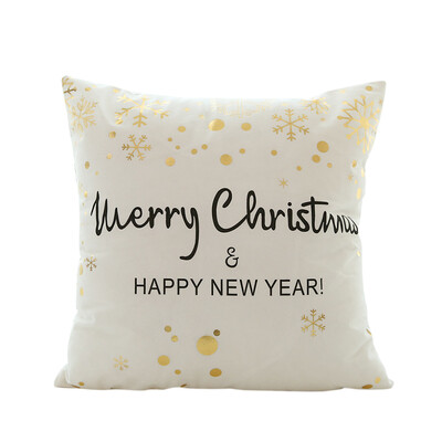 

Christmas Gold Foil Printed Pillow Case Car Sofa Cushion Covers Waist Throw Cover Square Pillowcase 450450mm Sofa Home Decor