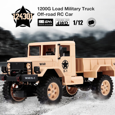 

WLtoys 124301 112 24GHz 4WD 1200G Load Military Truck Off-road RC Car for Kids Beginners
