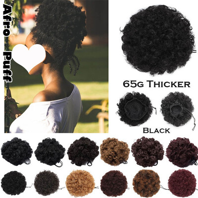 

Afro Bun Extension Puff Ponytail Chignon Hairpiece With Drawstring Afro Kinky Curly Wrap Messy Updo Synthetic For Black Women