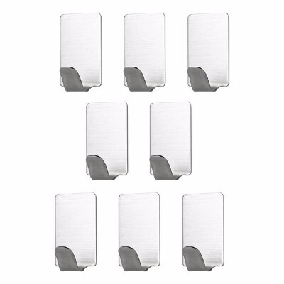 

8pcs Adhesive Hook Stainless Steel Adhesive Hooks Strong Wall Hanger Waterproof Shower Towel Robe Loofah Rack Holder Wall Coat Key