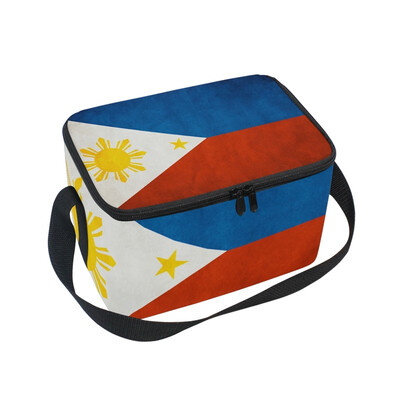

ALAZA Insulated Lunch Box Misc Flag Of The Philippines Lunch Bag for Men Women Portable Tote Bag Cooler Bag