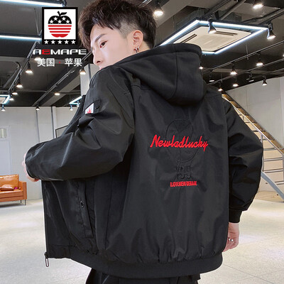 

AEMAPEAmerican Apple Jacket Mens Jacket 2019 Spring New Slim Hooded Mens Fashion Casual Trendy Baseball Clothes JS8805 Black M